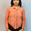floral embroidered button down shirt (free size)