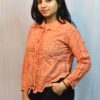 floral embroidered button down shirt (free size)