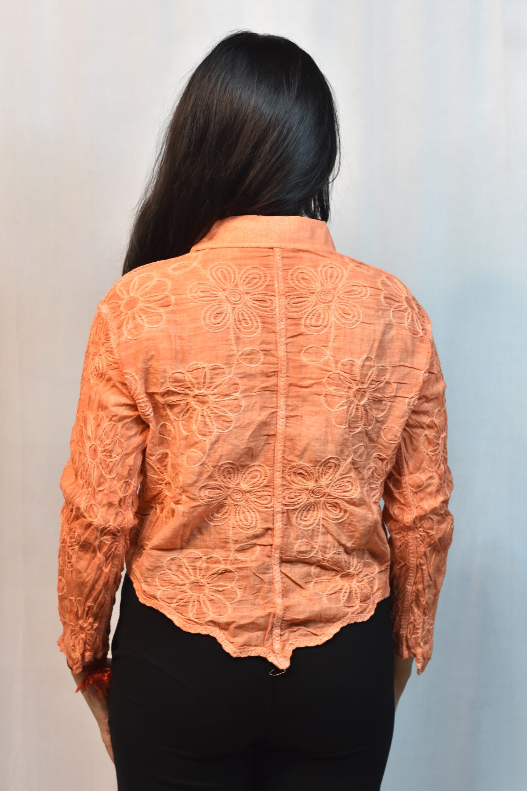 floral embroidered button down shirt (free size)