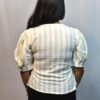 vertical stripe puff sleeve blouse