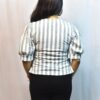 vertical stripe puff sleeve blouse