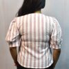 vertical stripe puff sleeve blouse