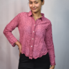 floral embroidered button down shirt (free size)