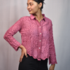 floral embroidered button down shirt (free size)