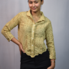 floral embroidered button down shirt (free size)
