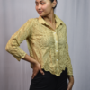 floral embroidered button down shirt (free size)