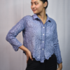 floral embroidered button down shirt (free size)