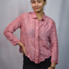 floral embroidered button down shirt (free size)