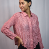 floral embroidered button down shirt (free size)
