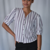 vertical stripe puff sleeve blouse
