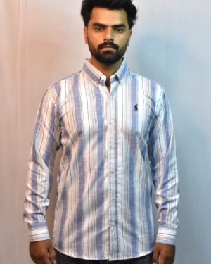 light blue & white check shirt