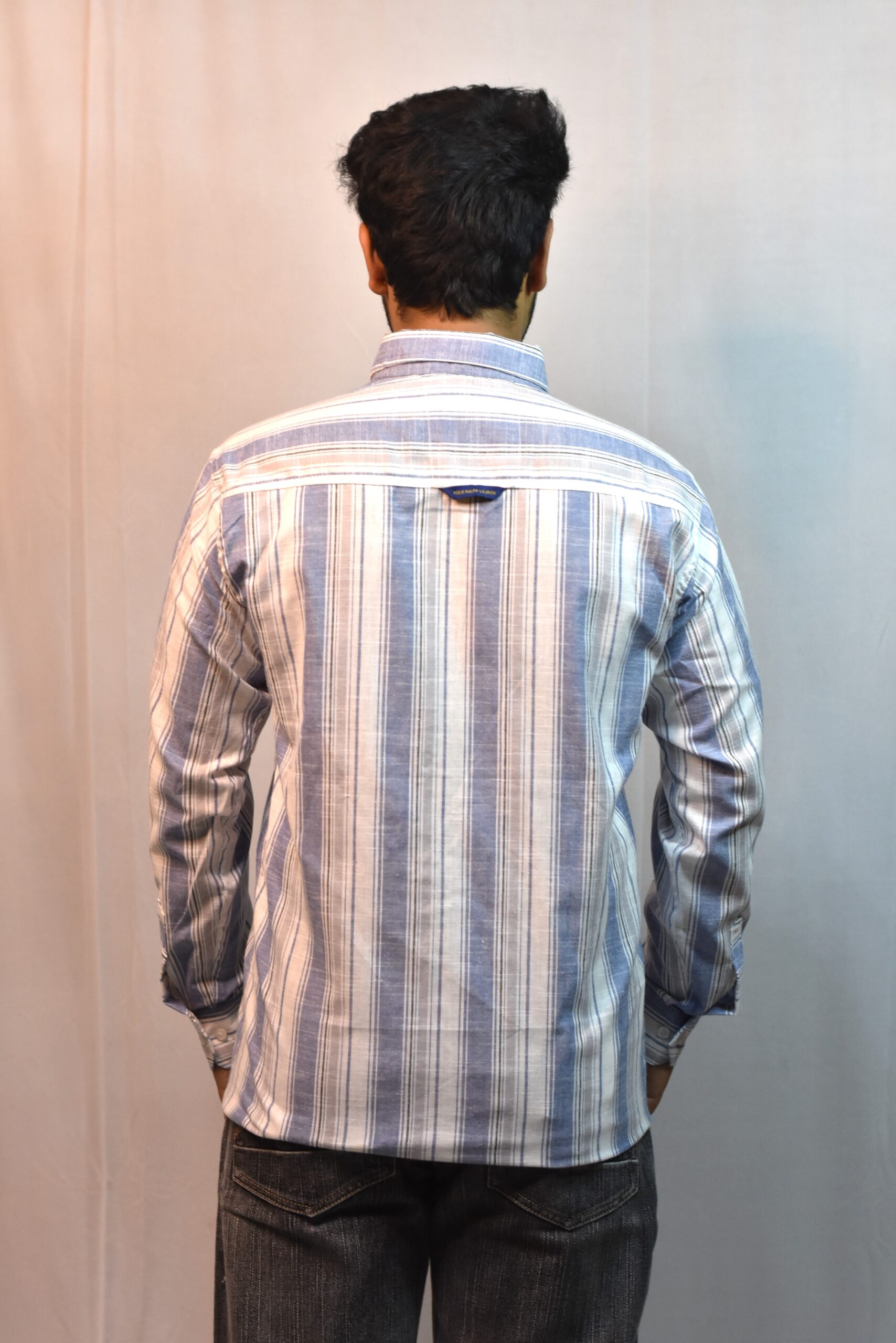 light blue & white check shirt