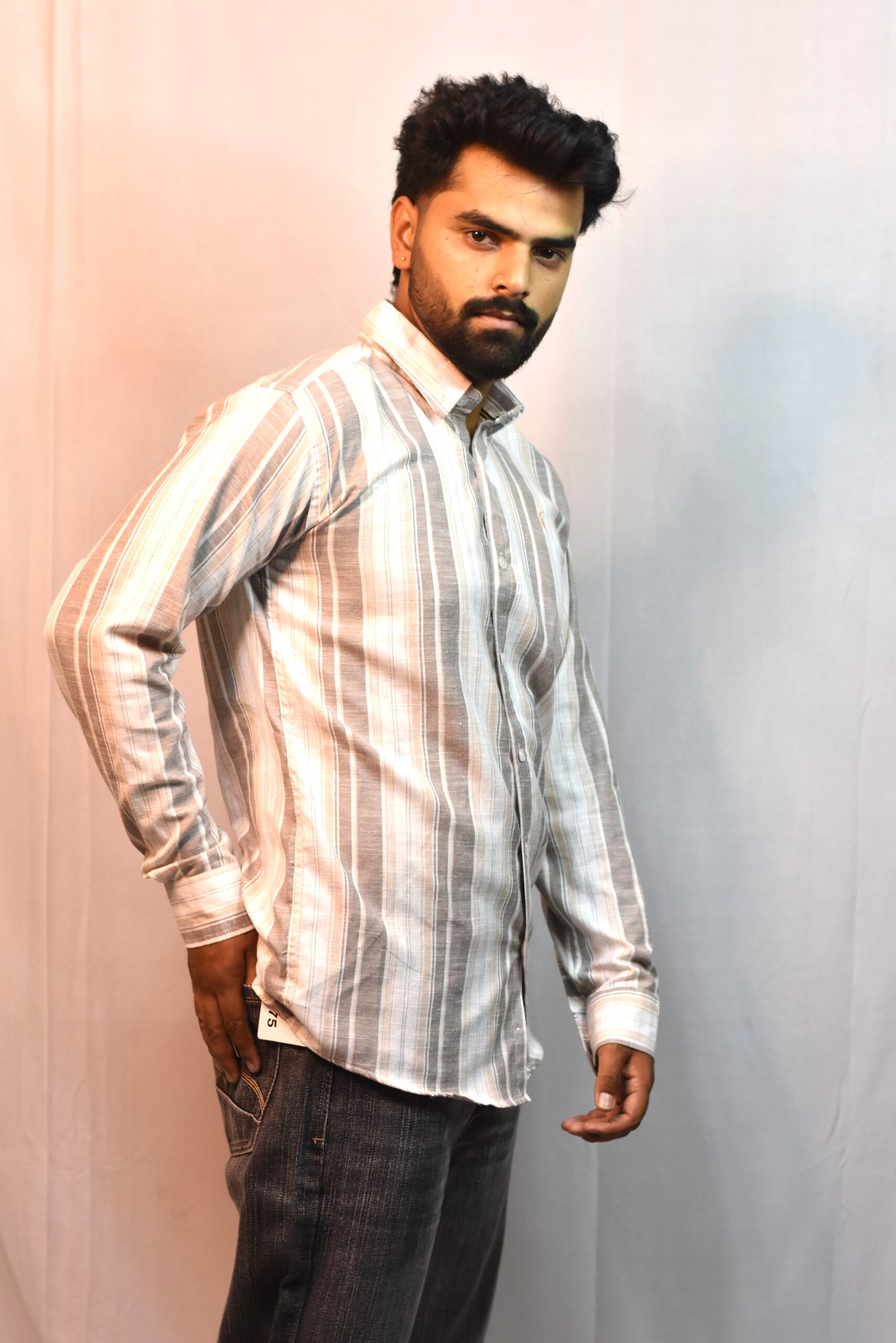 grey & white check shirt