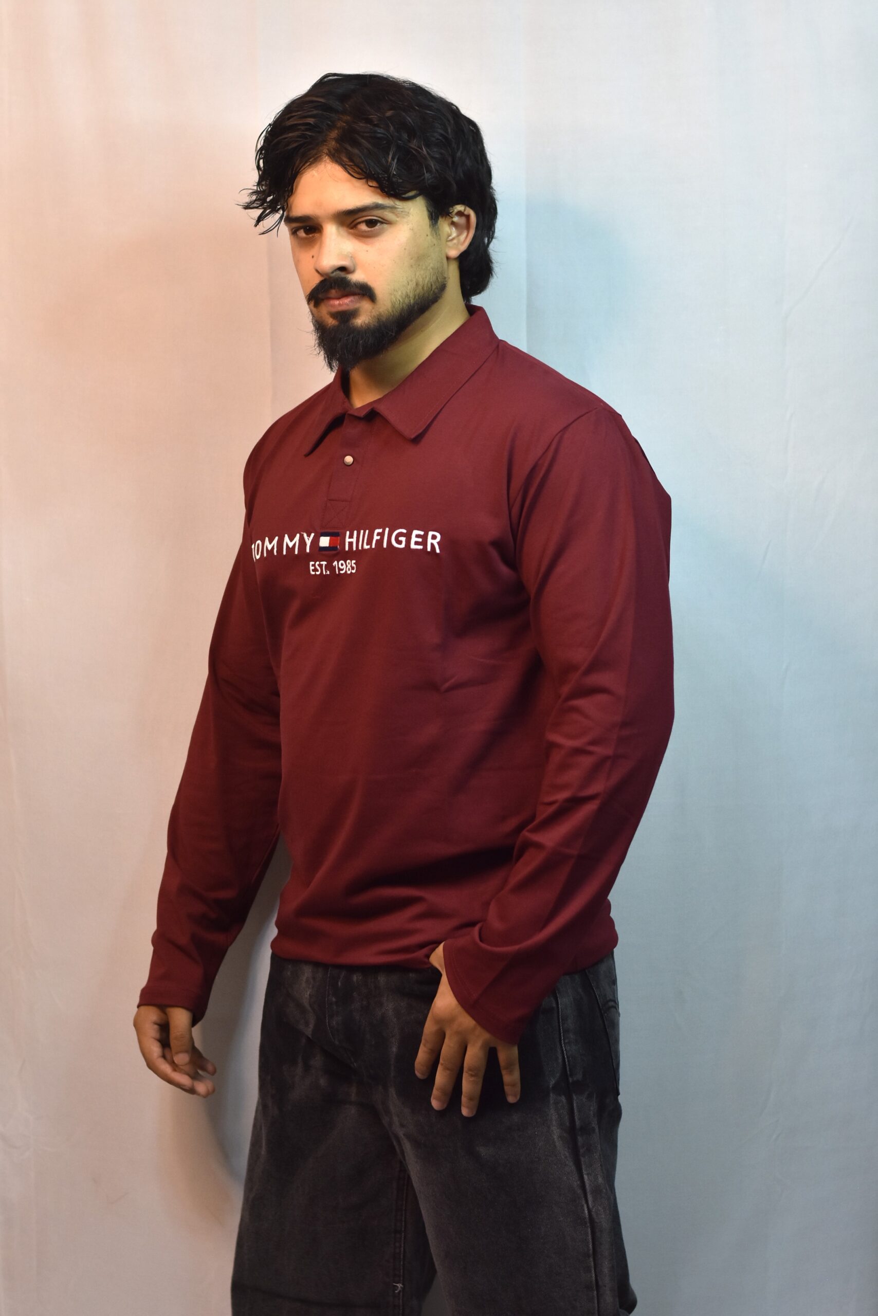 tommy hilfiger full sleeves polo t shirt